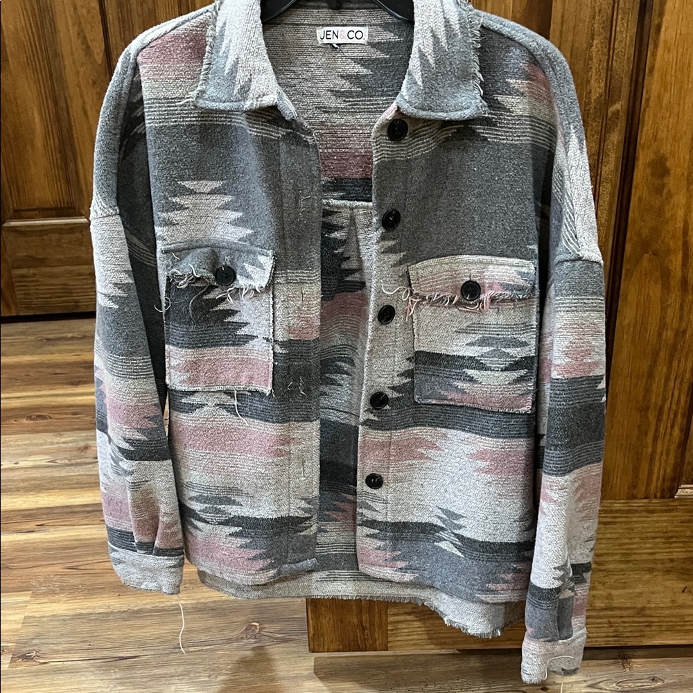 Women's Aztec Patterned Jean Jacket - image 2